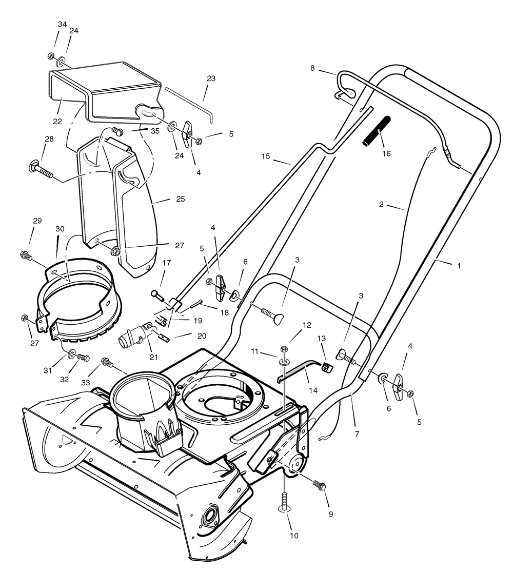 Handle Assembly Diagram and Parts List for 621401X112NB-18-2816-47 2006 Briggs and Stratton Snow Blower